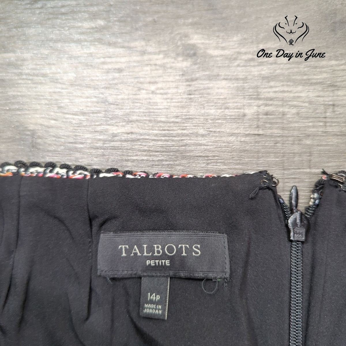 Talbots Petite Tweed Pencil Skirt Black White Multicolor Textured Size 14P