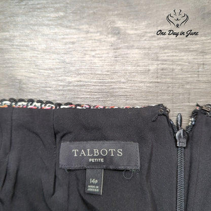 Talbots Petite Tweed Pencil Skirt Black White Multicolor Textured Size 14P