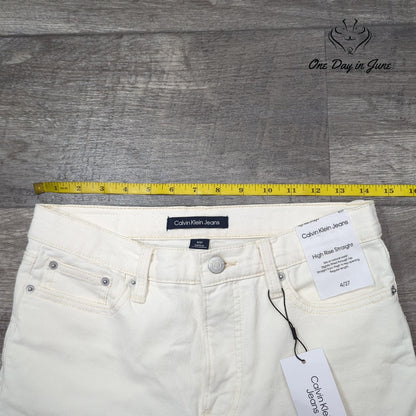 Calvin Klein Jeans High Rise Straight Leg Jeans Cream Ivory NWT Size 4