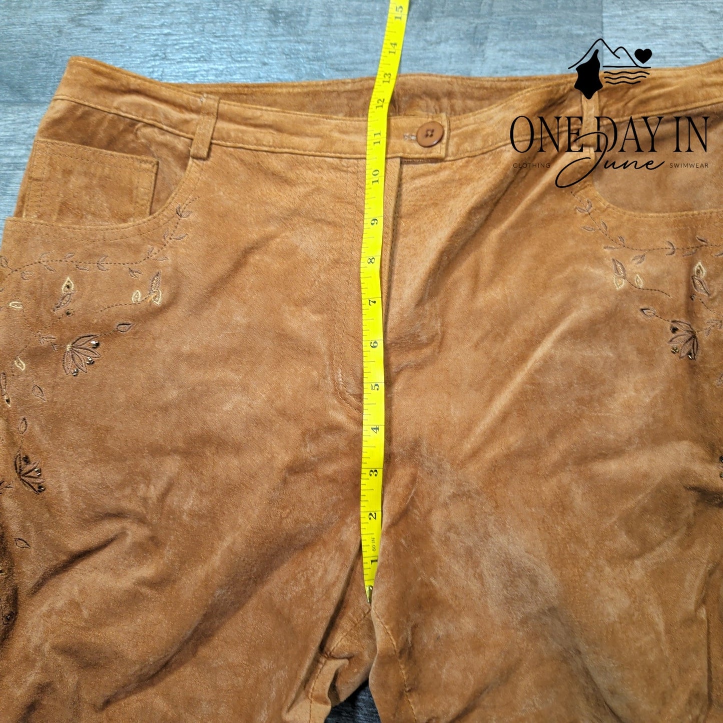 August Silk Logic Suede Pants Size 14
