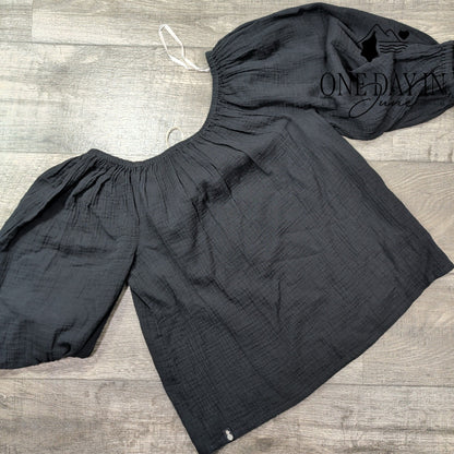 Tommy Bahama Coral Isle Off Shoulder Gauze Blouse Black NWT Size S