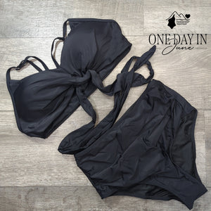 CharmLeaks Cross Front Tie High Waist Bikini Swimsuit Size M