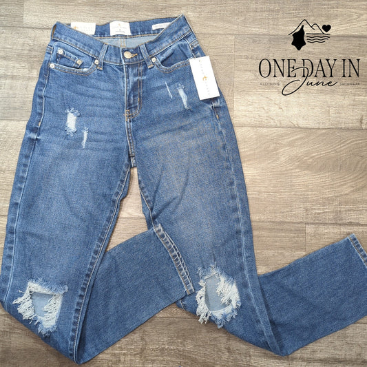 True Craft Distressed High Rise STraight Jeans Size 0