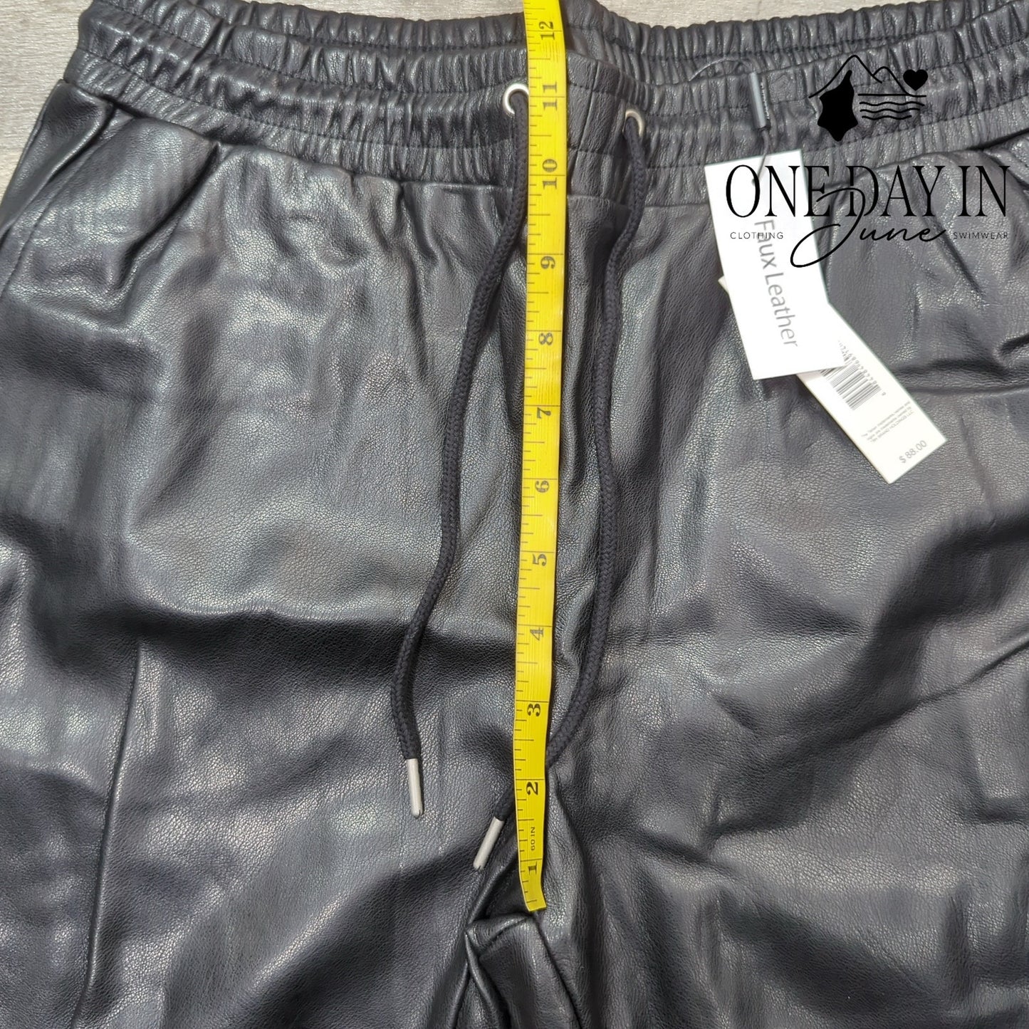 Tahari Faux Leather Drawstring Jogger Pants Size M