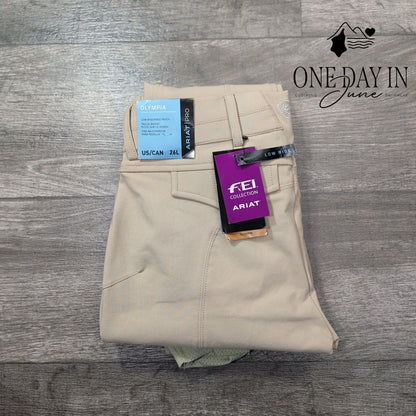 Ariat Olympia Pro Low Rise Breeches Tan Patch Equestrian Riding NWT Size 26L (2)