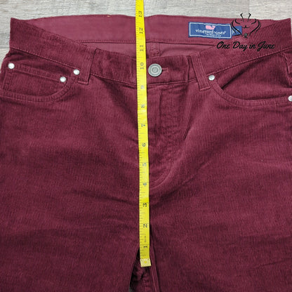 Vineyard Vines Straight Leg Corduroy Pants Burgundy Red Size 18