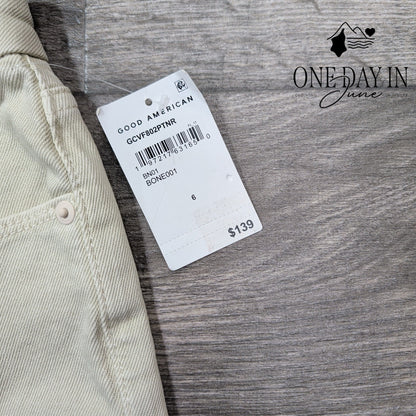 Good American Good Classic Slim Straight Jeans Bone High Rise NWT Size 6 (28)