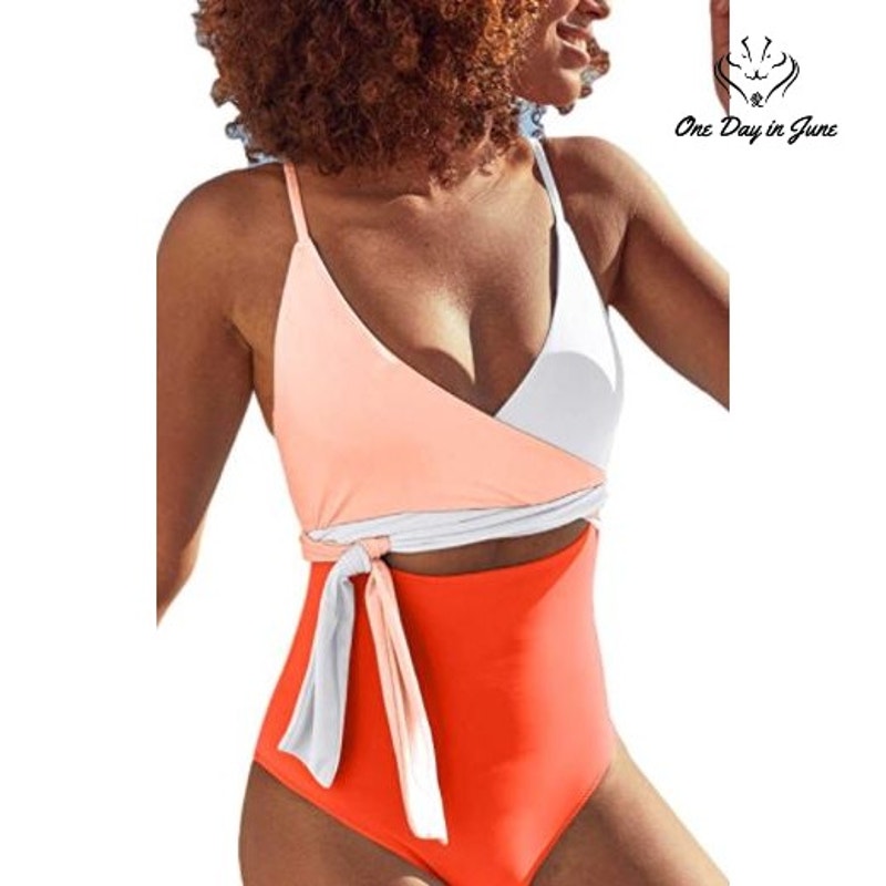 Meyeeka Deep V Wrap One Piece Swimsuit Size XL