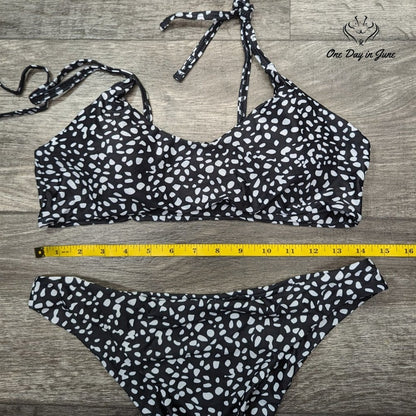 Sechico Tie Shoulder Dalmation Bikini Swimsuit Size L