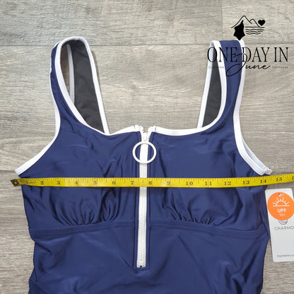 Charmo Half Zip One Piece Swimsuit Size M