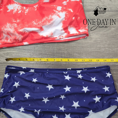 Adisputent High Waist Crop Bikini Swimsuit Size L