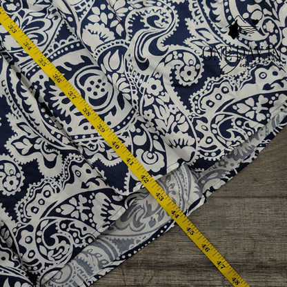 Talbots Paisley Button Front Belted Midi Shirtdress Navy White NWT Size 14