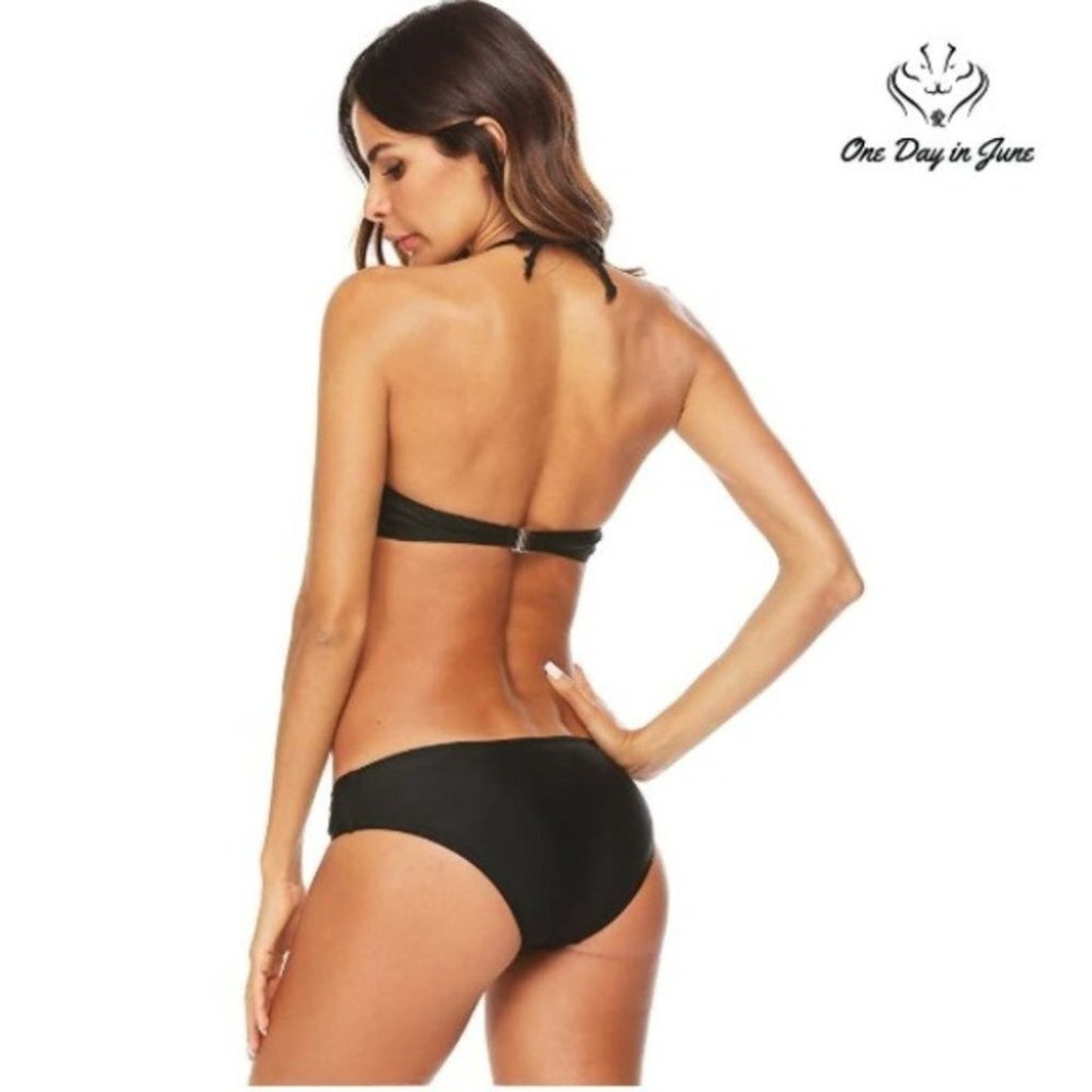 Ekouaer High Neck Halter Bikini Size L