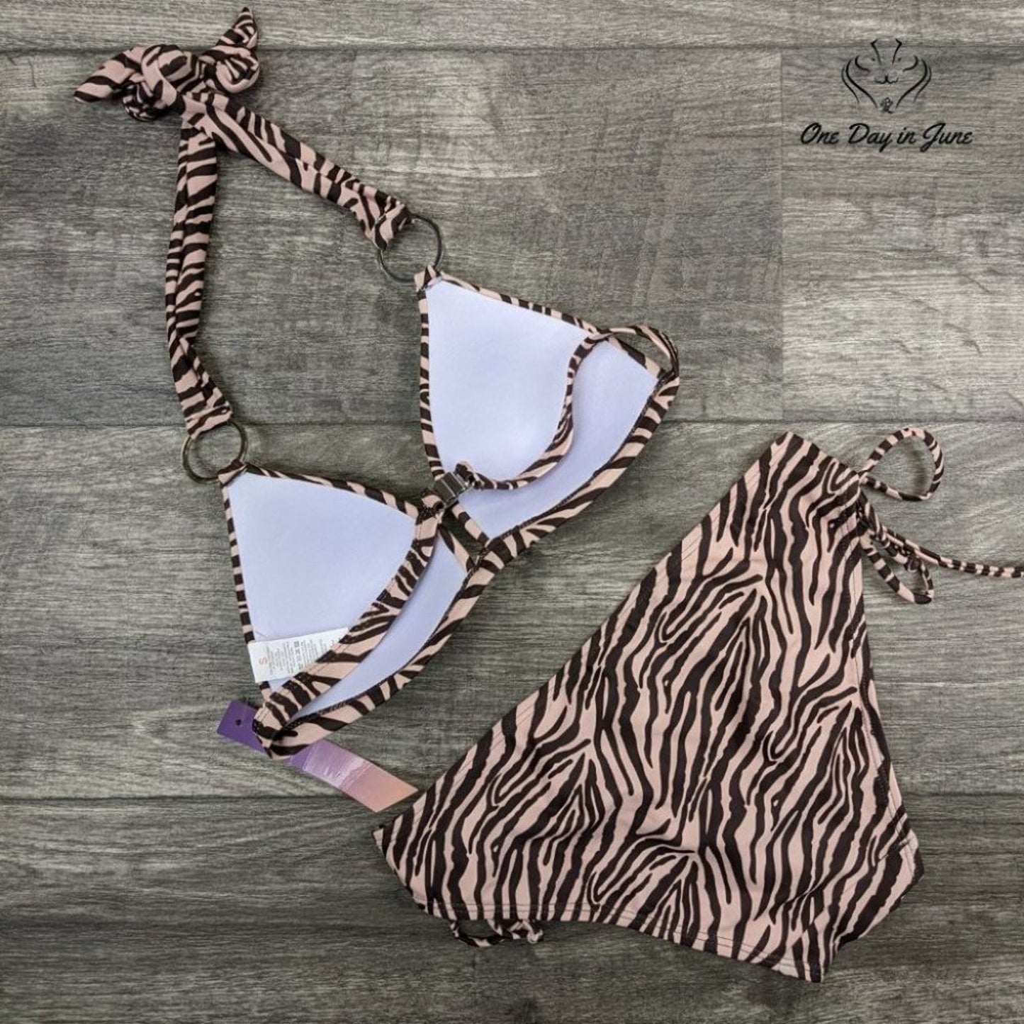 Mollybell Zebra Padded Ring Bikini Swimsuit Size S