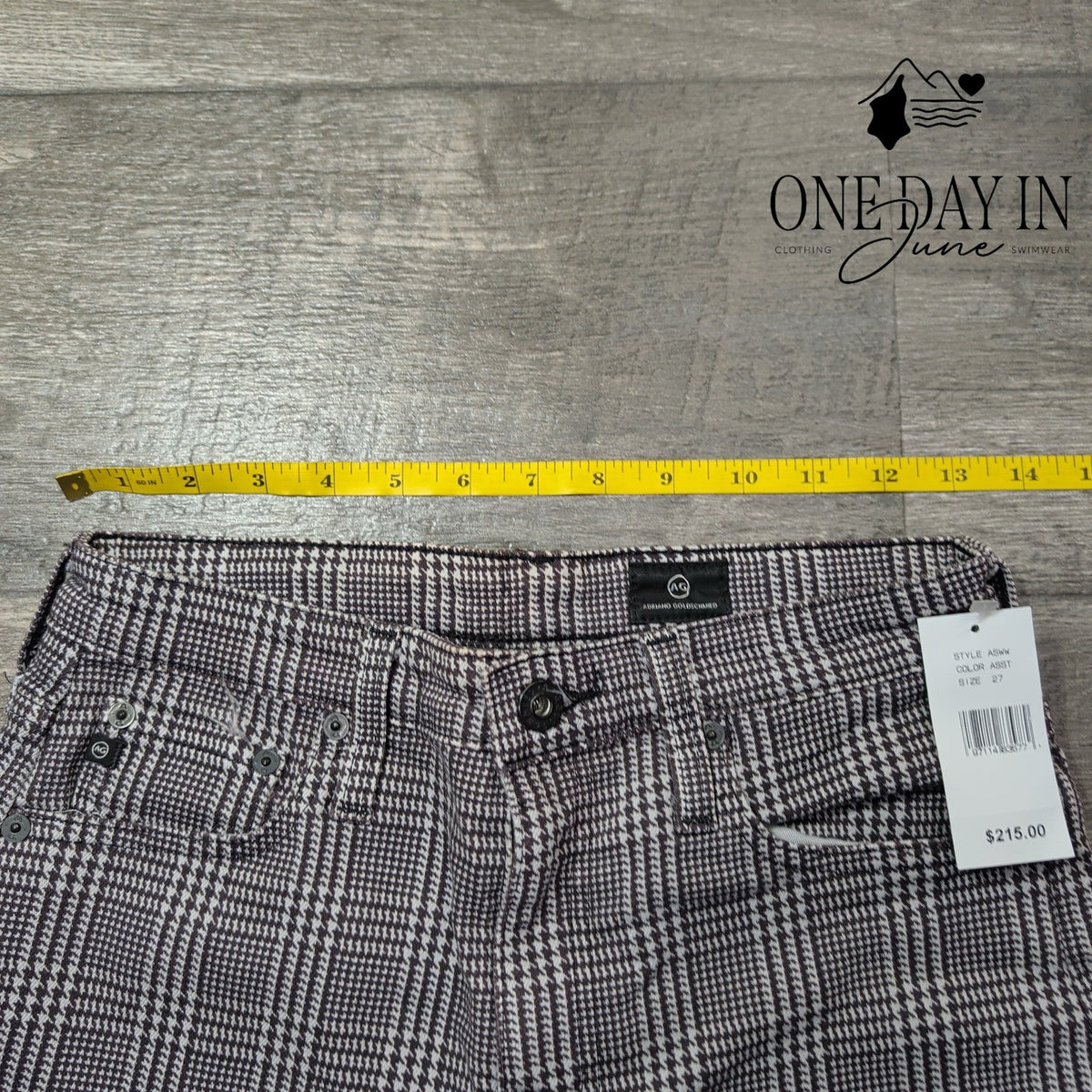 AG Adriano Goldschmied Wide Leg Crop Pants Plaid Houndstooth NWT Size 4 (27)