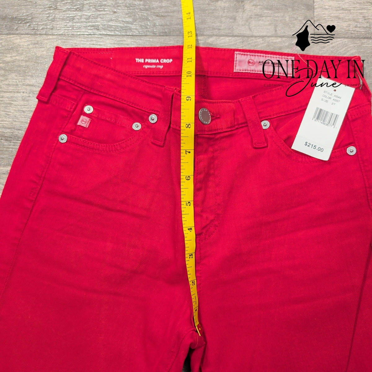 AG Adriano Goldschmied The Prima Crop Cigarette Jeans Red NWT Size 4 (27)