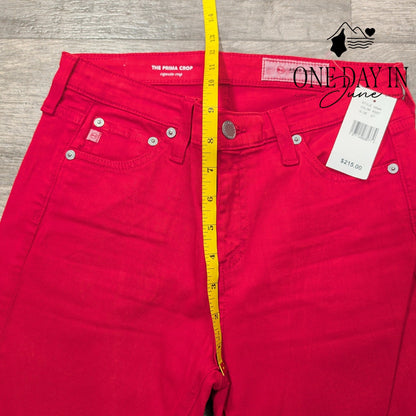 AG Adriano Goldschmied The Prima Crop Cigarette Jeans Red NWT Size 4 (27)