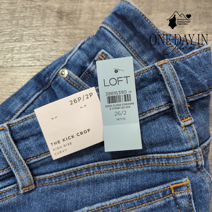 Loft Petite The Kick Crop High Rise Curvy Jeans Size 2P