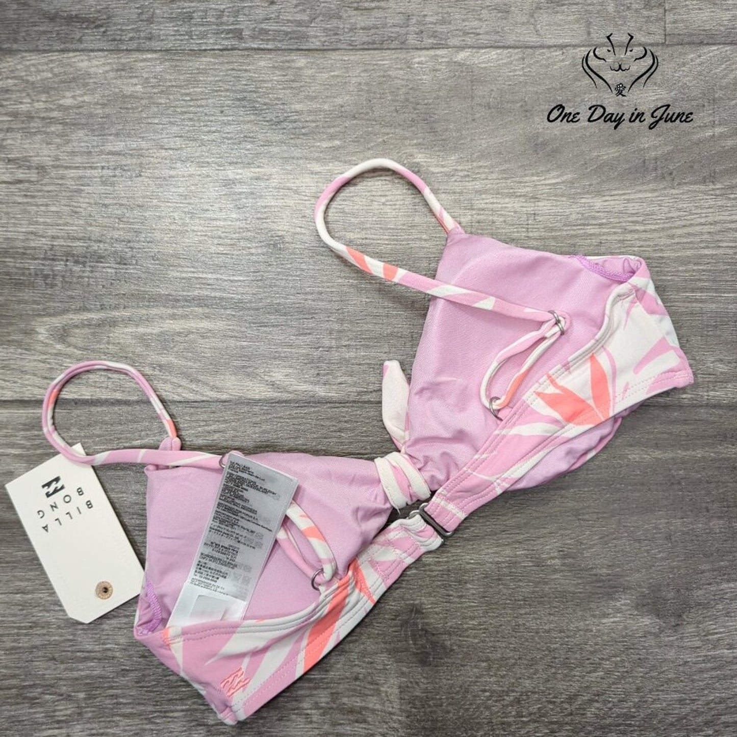 Billabong Another Paradise Knot Front Bikini Top Pink Floral NWT $56 Size M
