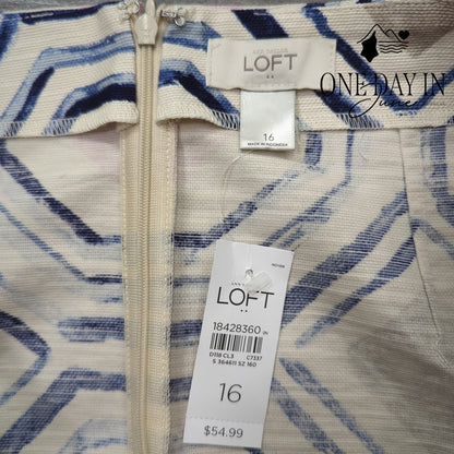 Loft Geometric Jacquard Mini Skirt Pink Blue Cream NWT Size 16