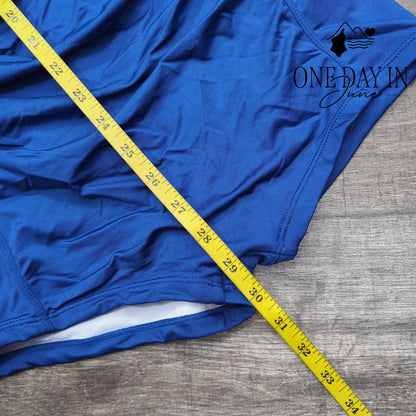 Ekouaer Halter One Piece Swimsuit Royal Blue Ruched Tummy Control Size L