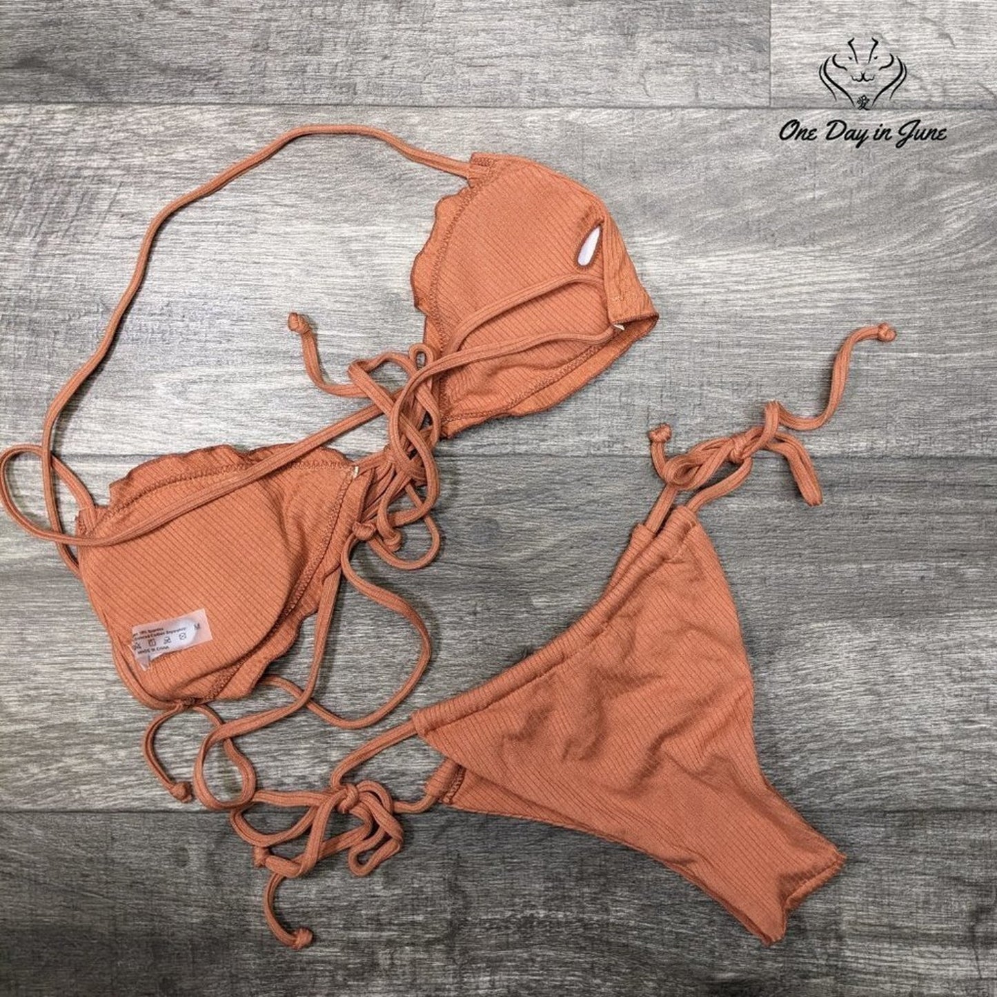 Lilosy Ribbed Padded String Thong Brazilian Size M