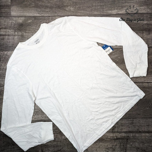 Arizona Jean Co. NWT Long Sleeve T-Shirt White Crew Neck Basic Tee Size S
