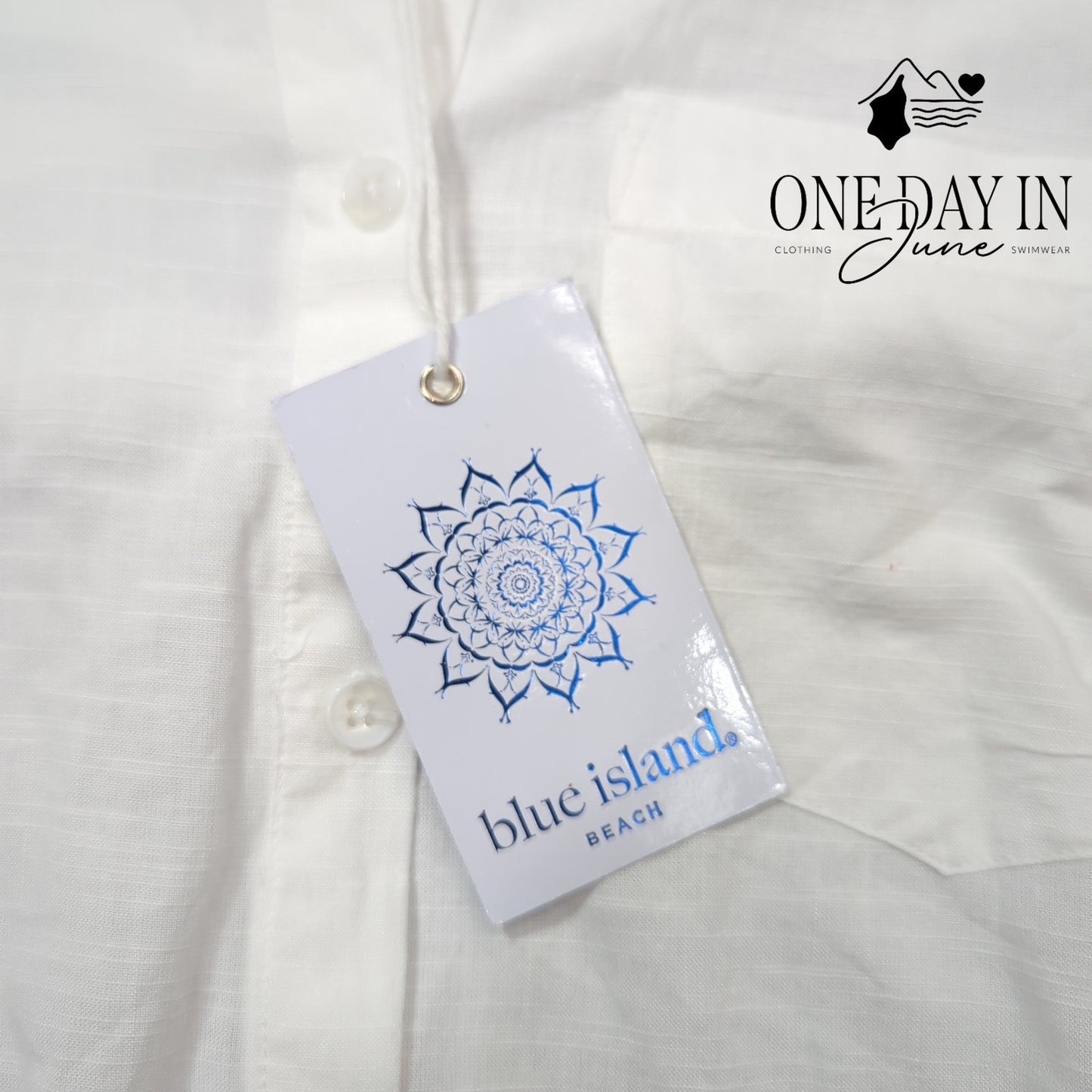 Blue Island Long Sleeve Button Front Coverup Size S