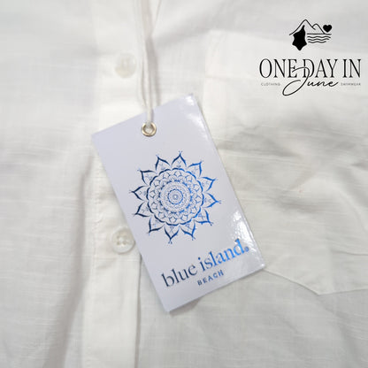 Blue Island Long Sleeve Button Front Coverup Size S