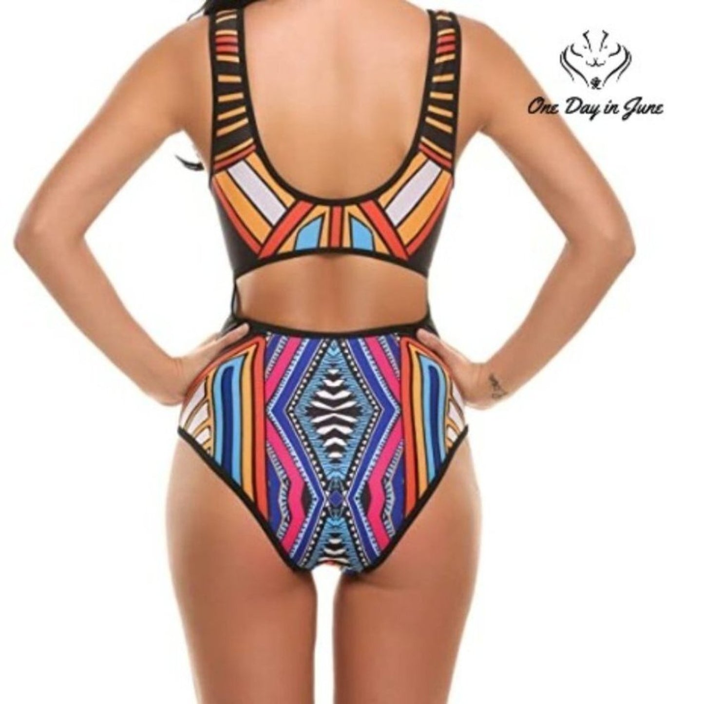 Ekouaer Wire Free Padded Bra Hollow Out Monokini Size 2XL