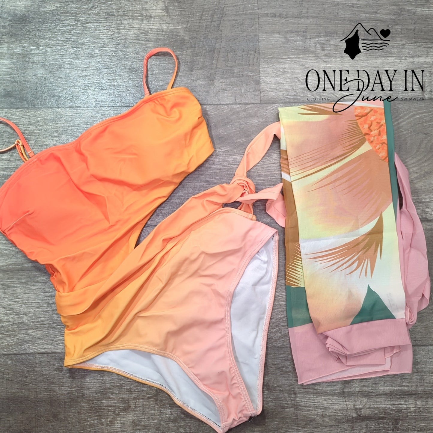 Idopip Cutout One Piece Swimsuit with Sarong Size L