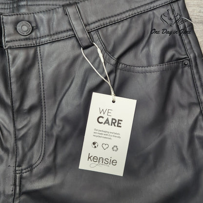 Kensie Jeans Vegan Leather Straight Leg Pants Size 8