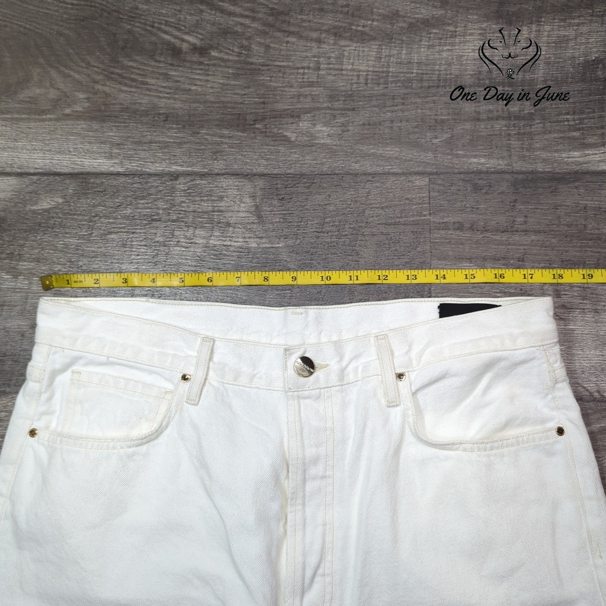 Goldsign Straight Leg Button Fly Jeans Ivory White Designer Denim Size 31 (12)