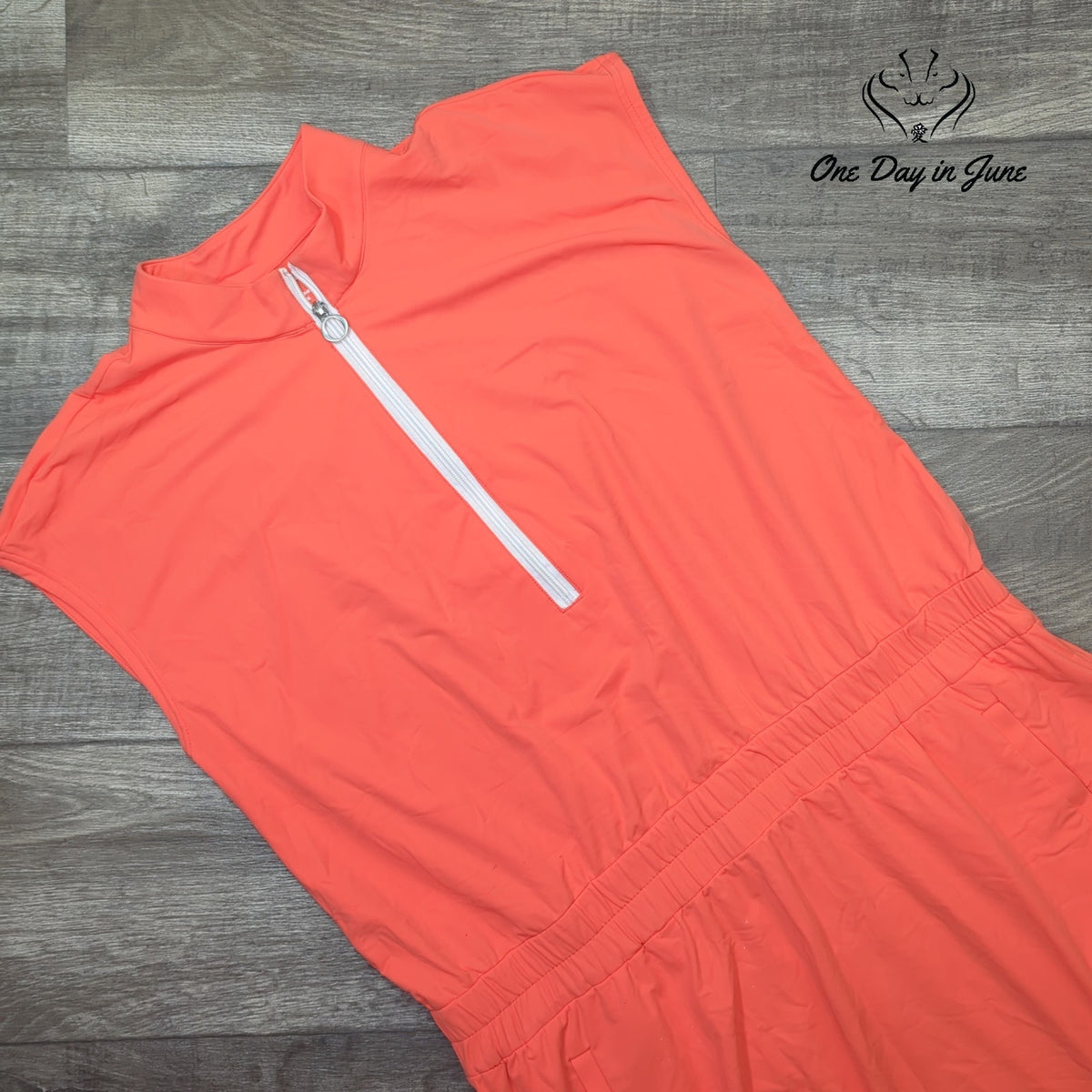 Kinona Coral Pink Short Sleeve Quarter Zip Golf Mini Dress Size XXL