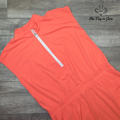 Kinona Coral Pink Short Sleeve Quarter Zip Golf Mini Dress Size XXL