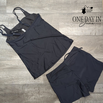 Tempt Me Adjustable Strap Boyshort Tankini Swimsuit Size S
