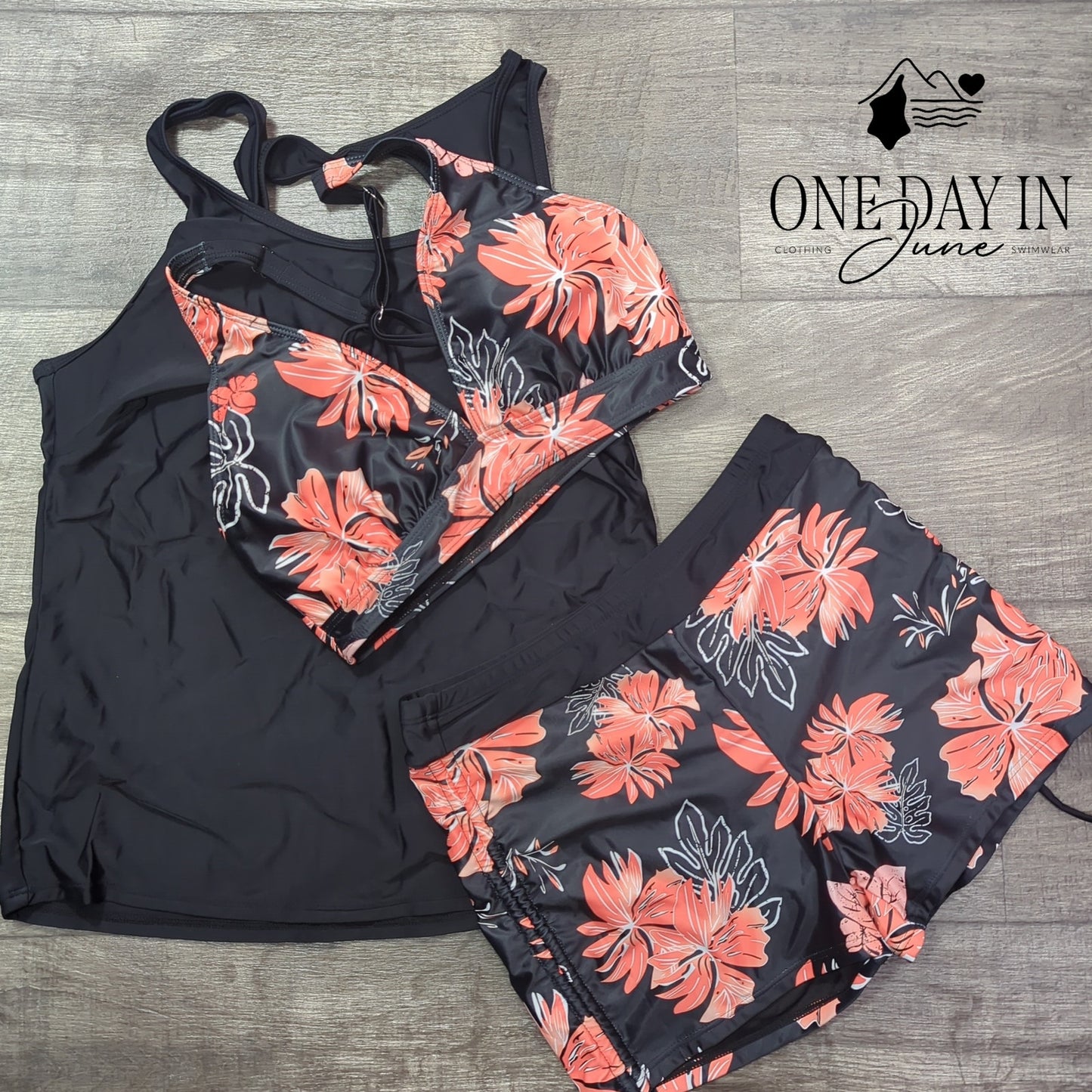 Yonique Crop Boyshort 3 Piece Bikini Swimsuit Size S