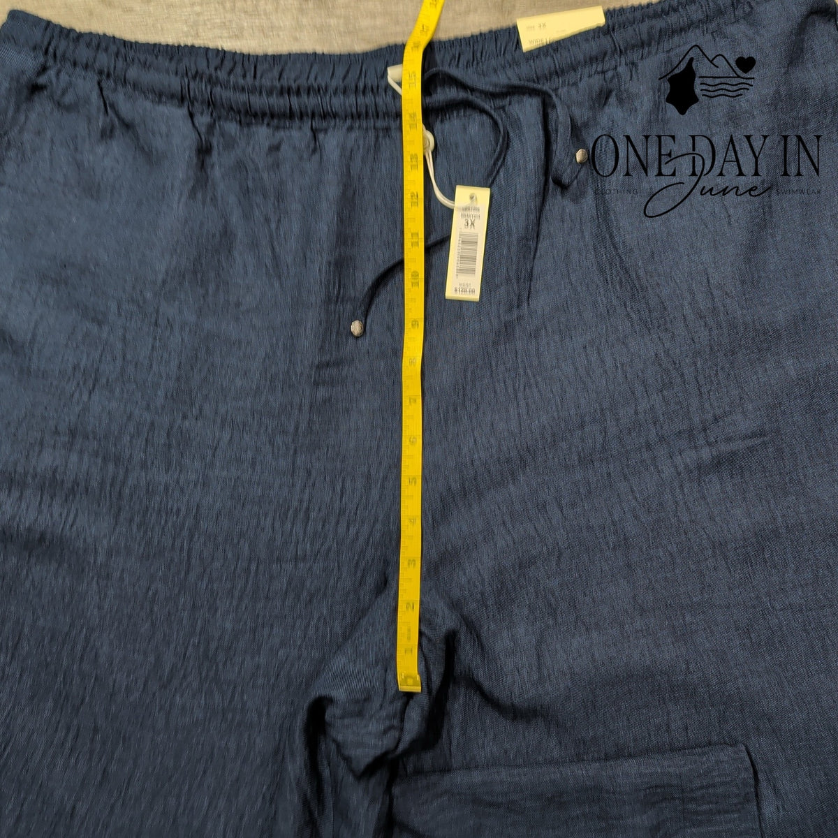 Max Studio London Wide Leg Drawstring Pants Navy Blue NWT Size 3X