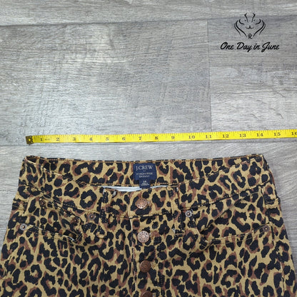 J.Crew 9 Inch High Rise Skinny Jeans Leopard Print Button Fly Size 28 (6)