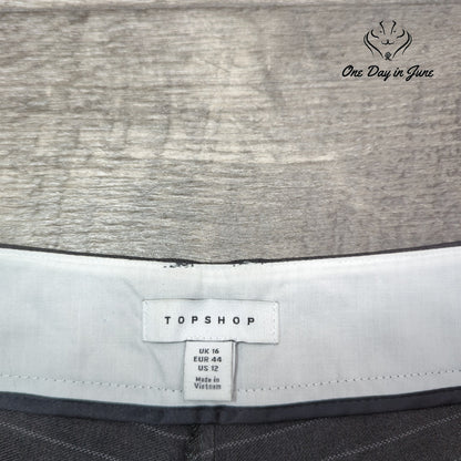 Topshop Wide Leg Pin Stripe Button Fly Pants Size 12