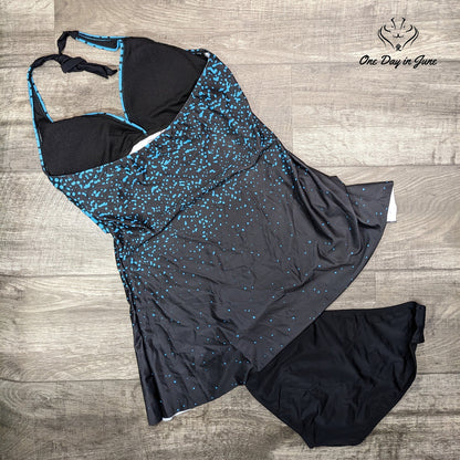 Tabana Halter V Neck Cross Front Tankini Swimsuit Size L