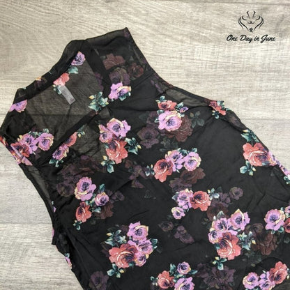 Xhilaration Button Down Tank Blouse Asymetrical Hem Size S