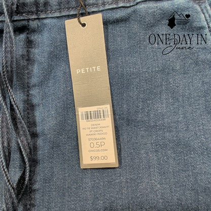 Chico's Petite Drawstring Wide Leg Crop Jeans Size Chico's .5 (6)