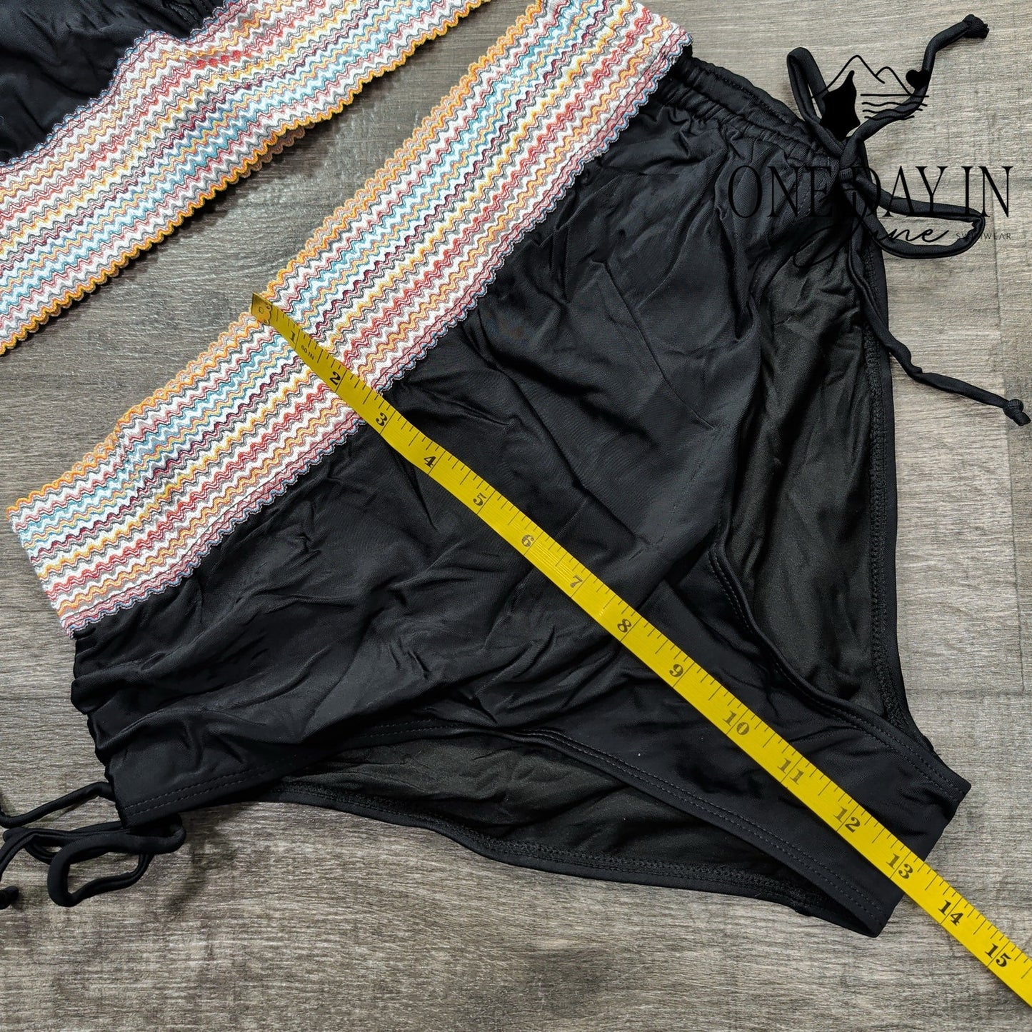 Aleumdr V Neck High Waist Drawstring Bikini Swimsuit Size L