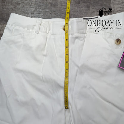 Kim Rogers Comfort Waist Capri Pants White Stretch Easy Fit NWT Size 12