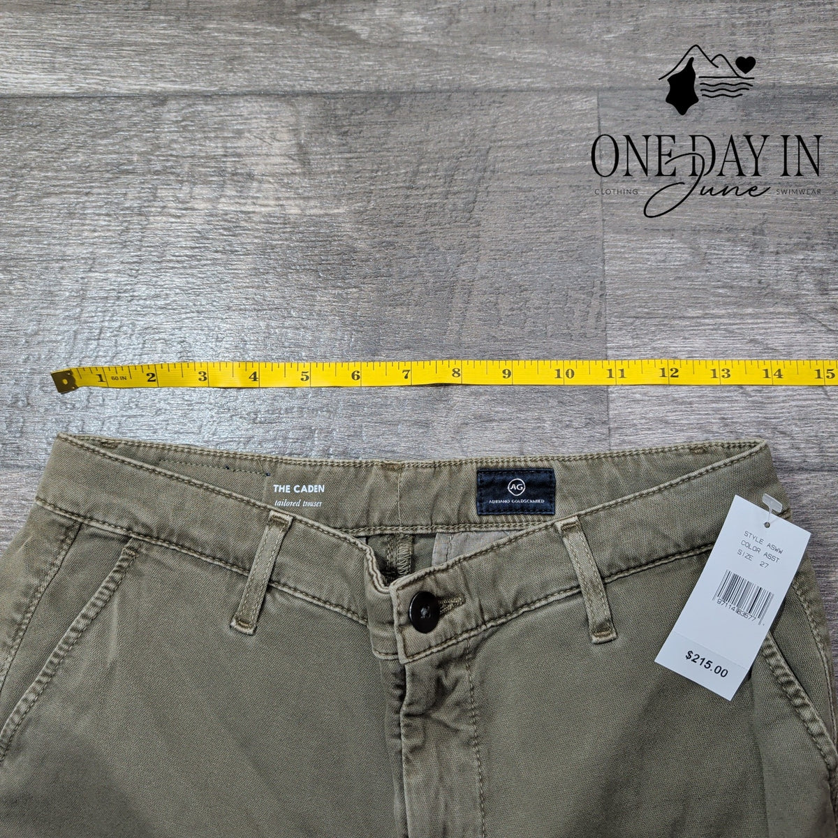 AG Adriano Goldschmied The Caden Tailored Trouser Pants Olive Green NWT Size 4
