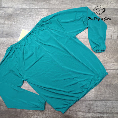 Michael Kors Blouse Teal Green Gold Chain Off Shoulder NWT Size S