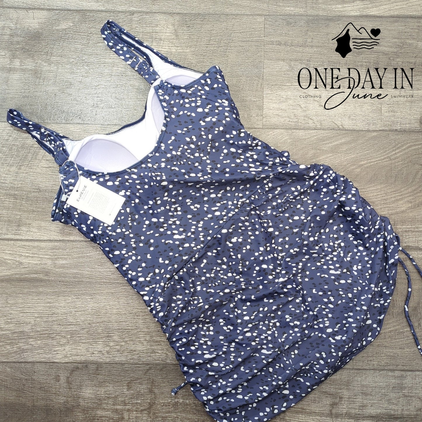 Eomenie Drawstring Swimdress One Piece Swimsuit Size L
