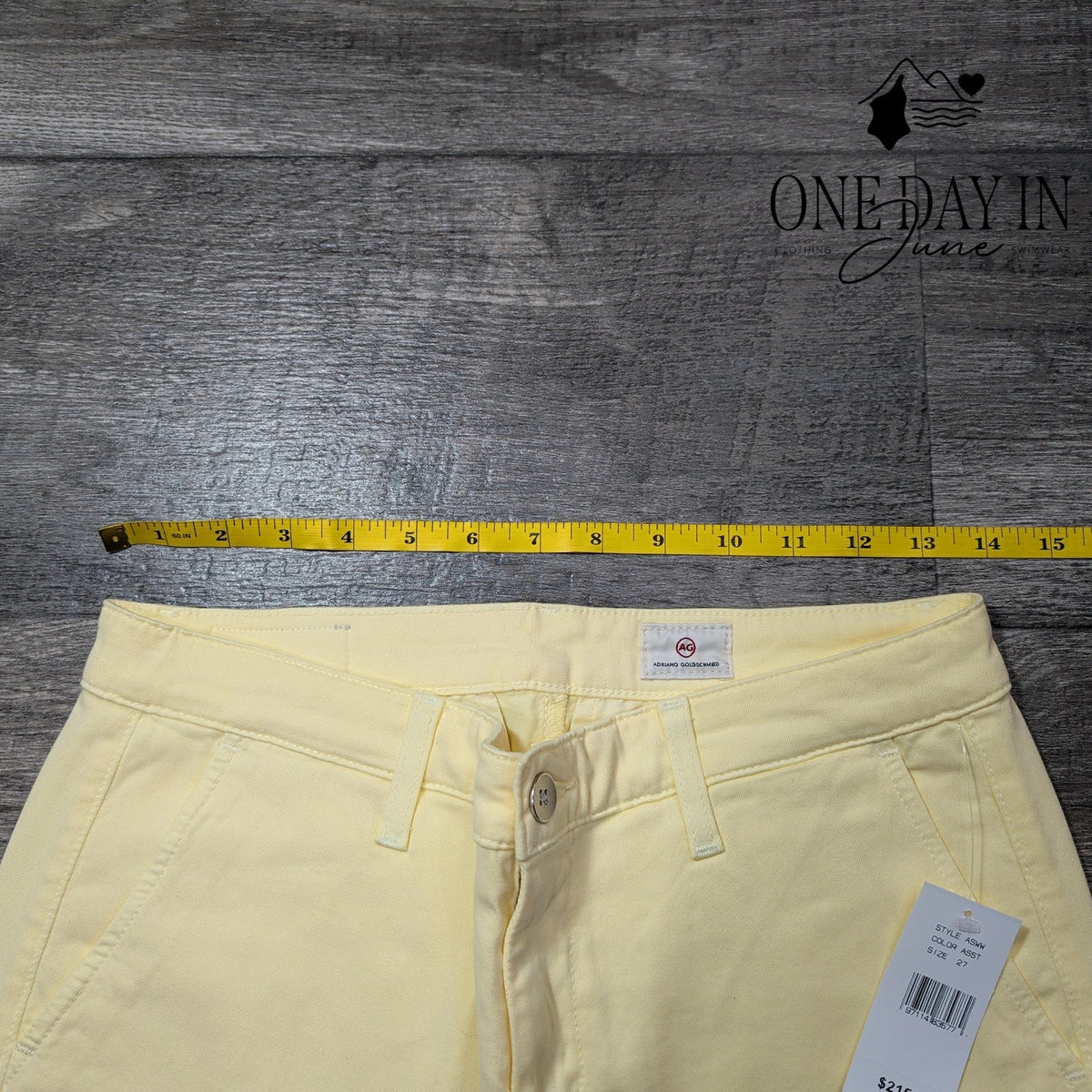 AG Adriano Goldschmied Cropped Straight Leg Jeans Butter Yellow NWT Size 4 (27)