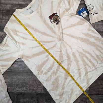 Arizona Jean Co Its Taco Time Long Sleeve Tee Natural Tie Dye Graphic NWT Size M